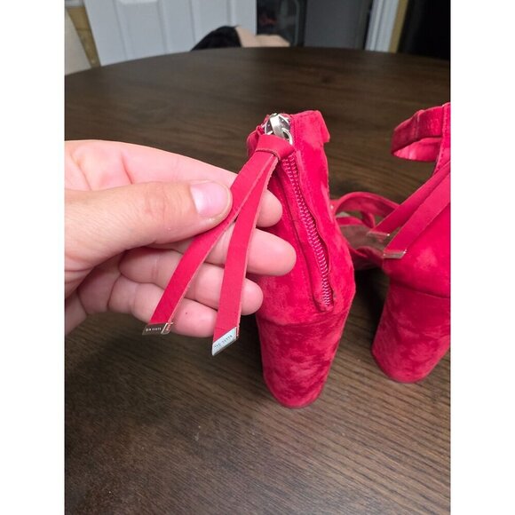 Ted Baker Red Suede High Heel Sandals Strappy Zipper Closure Size US 8 - Picture 11 of 16